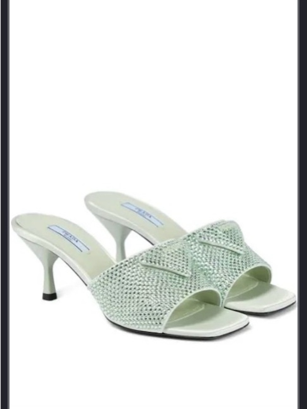 IN SEARCH OF: Prada Mint Green Open-Toe Woven Mule Heels